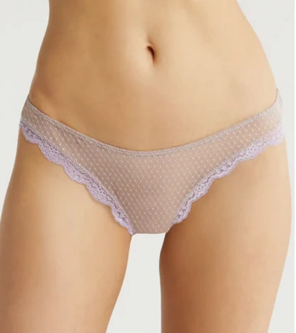 Intimately Free People Womens L White Polka Dot Mesh Mid Week Thong Panty C6-1 - Picture 1 of 7